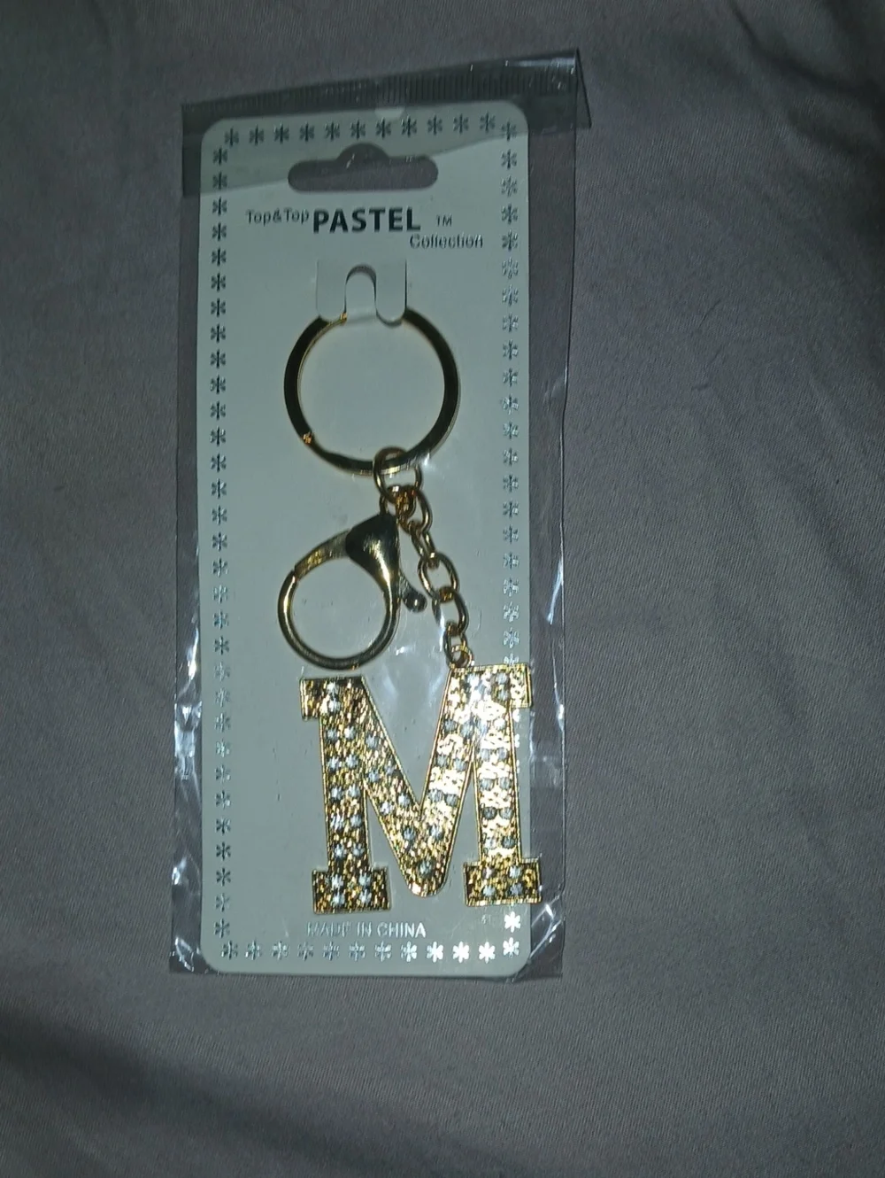 Gold 'M' Crystal Initial Keychain by - Women Accessories